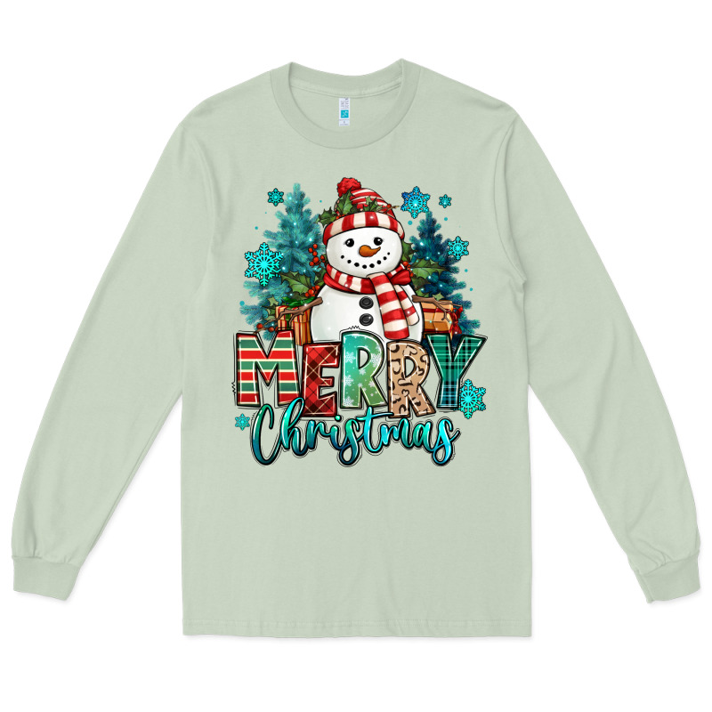Merry Christmas Snowman Long Sleeve Tee by MaliasSmallBusiness | Teevron