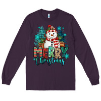 Plum merry christmas snowman Long Sleeve Tee - MaliasSmallBusiness