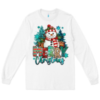 White merry christmas snowman Long Sleeve Tee - MaliasSmallBusiness