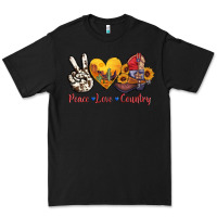 Black peace love country american texas flag boots Premium Tee - AdoDesignShop
