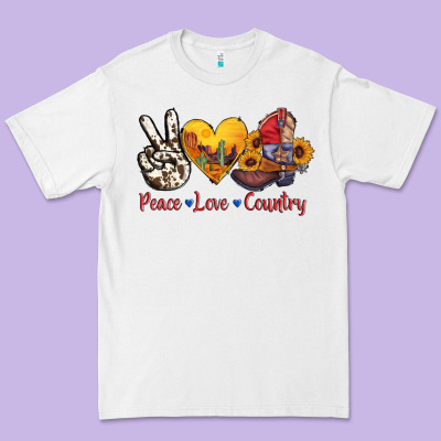 Peace Love Country American Texas Flag Boots Premium Tee Designed By Adodesignshop