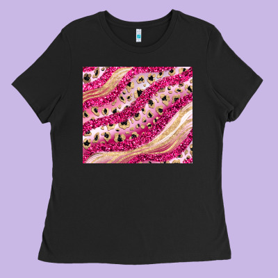 Pink Glitter Ladies Tee Designed By Jahusdesignshop