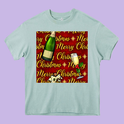 Merry Christmas Champagne Seamless Pattern Heavy Core Tee Designed By Bundleandbundleshop