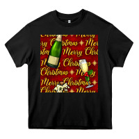 Black merry christmas champagne seamless pattern Heavy Core Tee - BundleAndBundleShop