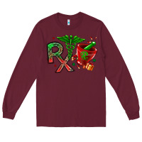 Burgundy rx christmas pharmacy Long Sleeve Tee - MaliasSmallBusiness