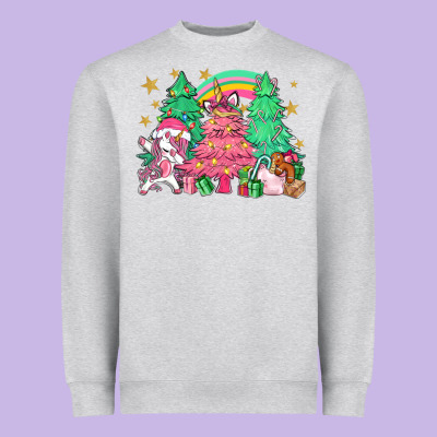 Unicorn Christmas Trees Heavyweight Sweatshirt Designed By Nancycooperartshop