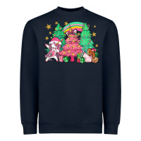 Navy Unicorn Christmas trees Heavyweight Sweatshirt - NancyCooperArtShop