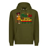 Army Green free ish since 1865 black girl peekaboo juneteenth Premium Hoodie - CowGirlArtShop