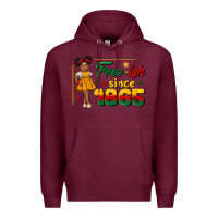 Burgundy free ish since 1865 black girl peekaboo juneteenth Premium Hoodie - CowGirlArtShop