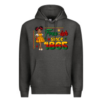 Charcoal Heather free ish since 1865 black girl peekaboo juneteenth Premium Hoodie - CowGirlArtShop