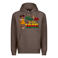 Coffee free ish since 1865 black girl peekaboo juneteenth Premium Hoodie - CowGirlArtShop