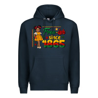 Navy free ish since 1865 black girl peekaboo juneteenth Premium Hoodie - CowGirlArtShop