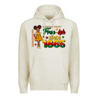 Oatmeal Heather free ish since 1865 black girl peekaboo juneteenth Premium Hoodie - CowGirlArtShop