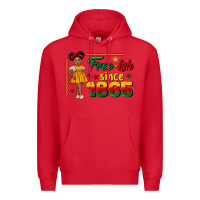 Red free ish since 1865 black girl peekaboo juneteenth Premium Hoodie - CowGirlArtShop