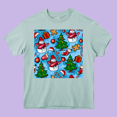 Christmas Trees And Snow Seamless Pattern Heavy Core Tee Designed By Bundleandbundleshop