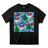 Black christmas trees and snow seamless pattern Heavy Core Tee - BundleAndBundleShop