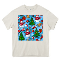 Cream christmas trees and snow seamless pattern Heavy Core Tee - BundleAndBundleShop