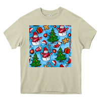 Mossy christmas trees and snow seamless pattern Heavy Core Tee - BundleAndBundleShop