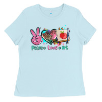 Baby Blue peace love art   ado Ladies Tee - AdoDesignShop