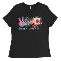 Black peace love art   ado Ladies Tee - AdoDesignShop