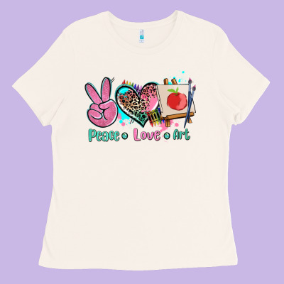 Peace Love Art   Ado Ladies Tee Designed By Adodesignshop