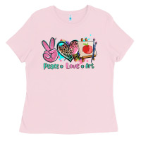 Bubblegum Pink peace love art   ado Ladies Tee - AdoDesignShop