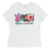 White peace love art   ado Ladies Tee - AdoDesignShop