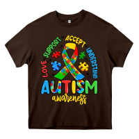 Chocolate Brown love support accept understand autism awareness Heavy Core Tee - Artiststas