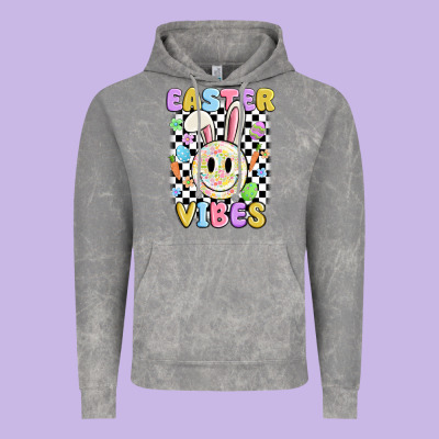 Easter Vibes Smiley Face Vintage Hoodie Designed By Maliassmallbusiness