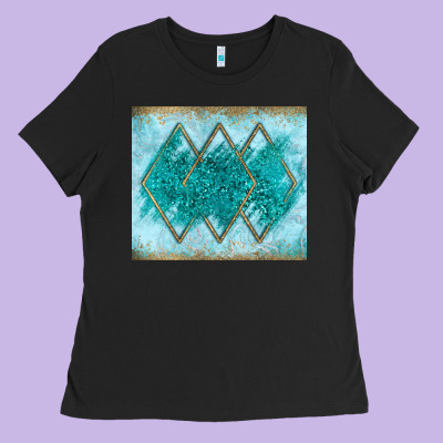 Turquoise Glitter Ladies Tee Designed By Jahusdesignshop