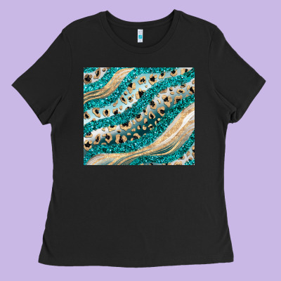 Turquoise Glitter Ladies Tee Designed By Jahusdesignshop
