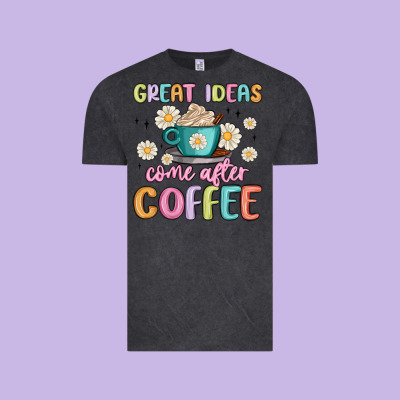 Great Ideas Come After Coffee Vintage Tee Designed By Maliassmallbusiness
