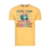 Vintage Mustard great ideas come after coffee Vintage Tee - MaliasSmallBusiness