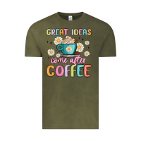 Vintage Olive great ideas come after coffee Vintage Tee - MaliasSmallBusiness