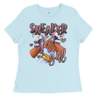 Baby Blue sky j mauve sneaker girl afro woman Ladies Tee - RanaPortraitStore