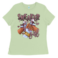Sky J Mauve Sneaker Girl Afro Woman Ladies Tee | Teevron