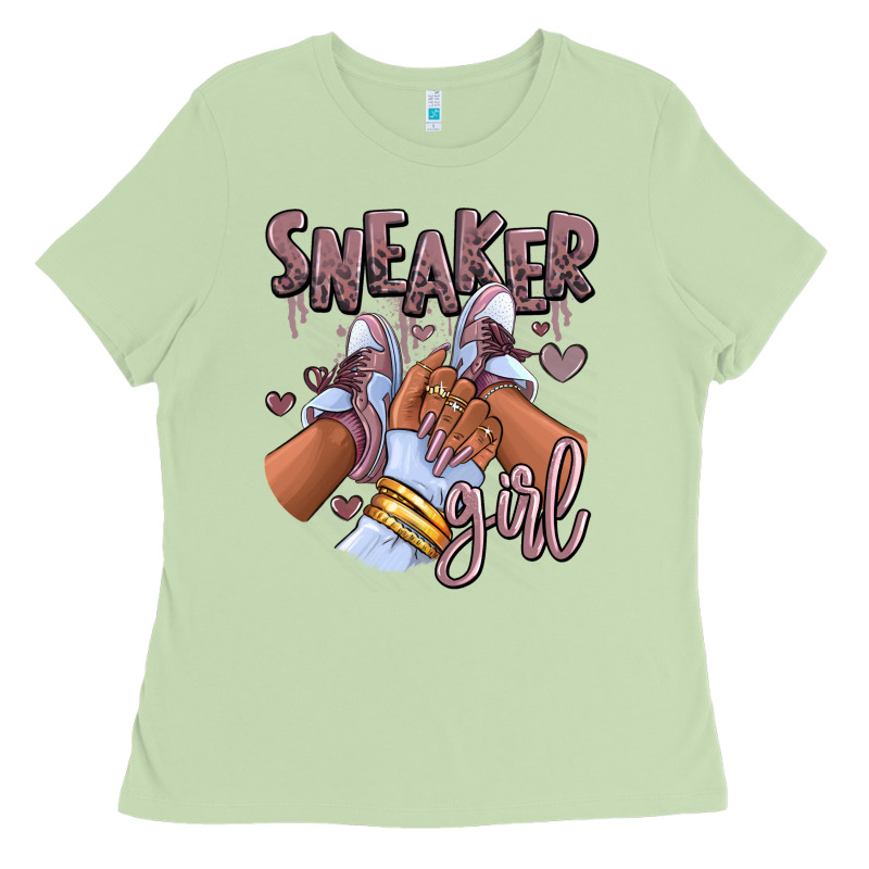 Sky J Mauve Sneaker Girl Afro Woman Ladies Tee by RanaPortraitStore | Teevron