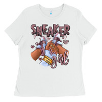 White sky j mauve sneaker girl afro woman Ladies Tee - RanaPortraitStore