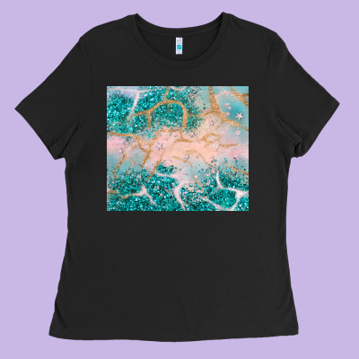 Turquoise Glitter Ladies Tee Designed By Jahusdesignshop