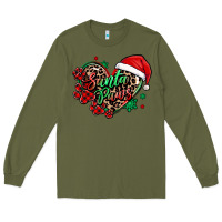 Army Green santa paws christmas heart Long Sleeve Tee - MaliasSmallBusiness