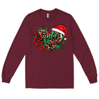 Burgundy santa paws christmas heart Long Sleeve Tee - MaliasSmallBusiness