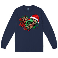 Navy santa paws christmas heart Long Sleeve Tee - MaliasSmallBusiness
