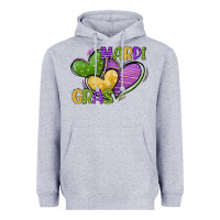 Heather Grey mardi gras heart Heavyweight Hoodie - CowGirlArtShop