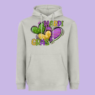Mardi Gras Heart Heavyweight Hoodie Designed By Cowgirlartshop