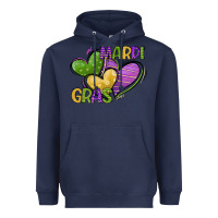 Navy mardi gras heart Heavyweight Hoodie - CowGirlArtShop