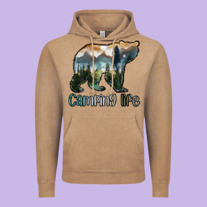 Camping Bear Vintage Hoodie Designed By Maliassmallbusiness