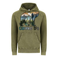 Vintage Olive camping bear Vintage Hoodie - MaliasSmallBusiness
