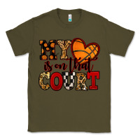 Army Green my heart is on that court basketball red and black Classic Tee - NancyCooperArtShop