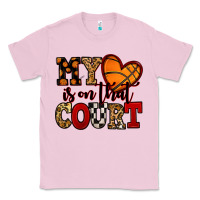Bubblegum Pink my heart is on that court basketball red and black Classic Tee - NancyCooperArtShop