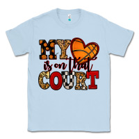 Dusty Blue my heart is on that court basketball red and black Classic Tee - NancyCooperArtShop